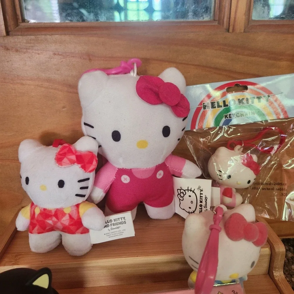 Sanrio Hello‎ Kitty Keychain Bag Charm Bundle, 6 Keychains, Stickers, Duck
